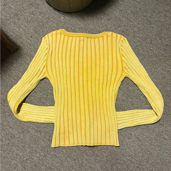 Yellow Ribbed Cardigan - Picture 2 of 4